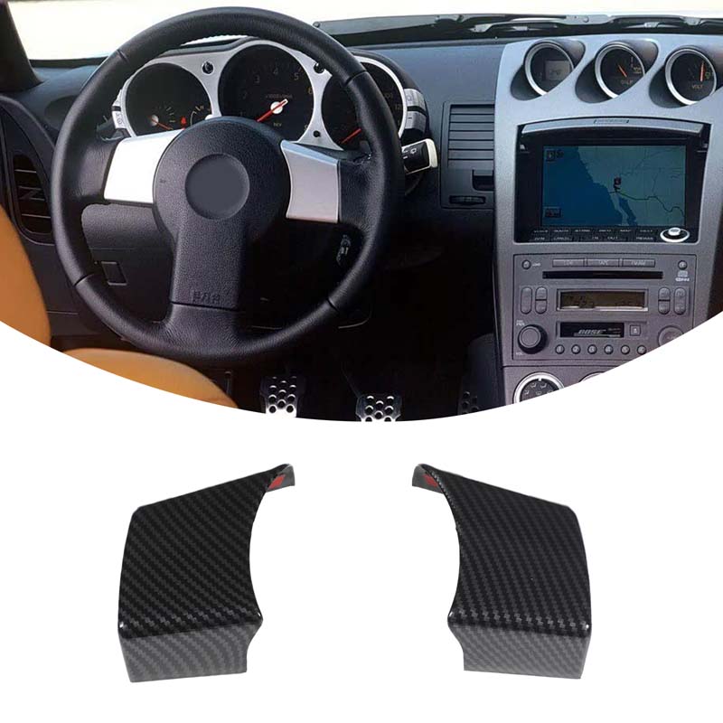 

For Nissan 350Z 2003-2006 ABS Carbon Fiber Car Steering Wheel Button Decorative Frame Stickers Car Interior Accessories