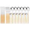 24Pcs Dinnerware Set Stainless Steel Tableware Knife Fork Tea Spoon Cutlery Set Multiple Colour Silverware Kitchen Flatware Set