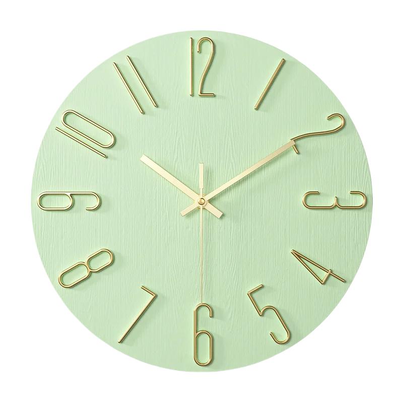 12 Inch Minimalist Decoration Wall Clock Living Room New Light Luxury Modern Simple Nordic Clock Hanging Wall Ins Hole Free