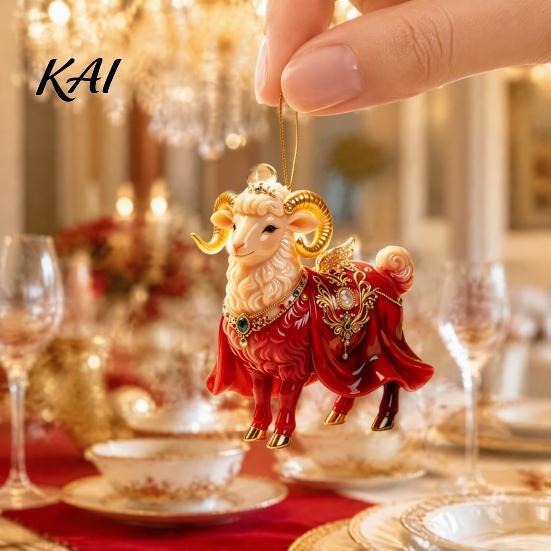 Seasonal Party Favors 2D Flat Christmas Sheep Hanging Ornament with Lanyard, Acrylic Tree Decorations Pendant for Home Festive Decor And Keepsake