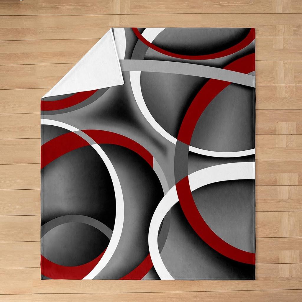 Contemporary Swirl Ring Line Art Pattern Comfortable Fleece Blanket Fit Living Room Bed Office All-match Simple Household Decor