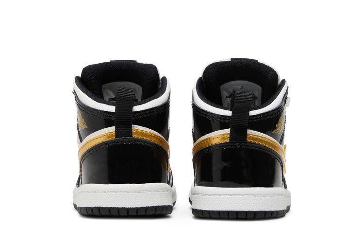 Kids' Sneakers Nike Jordan 1 Mid Patent Black White Gold (TD) Black/White-Metallic Gold