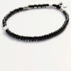 BONBEAU Silver Flower Charms Black Beads Bracelet Silver Flower Charm Black Bead Banding Bracelet
