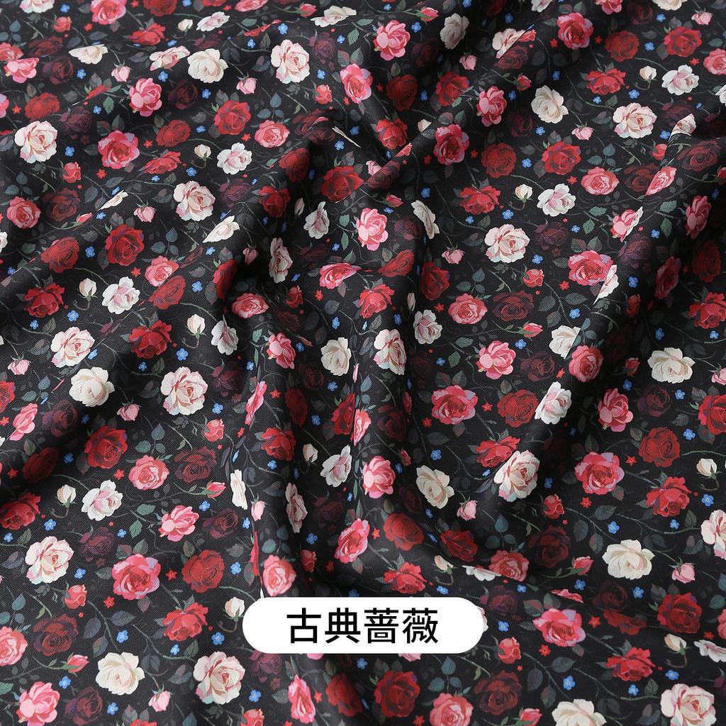 0.5m/1m/2m Soft Breathable Small Floral Print Chiffon Fabric for Summer Dresses Children's Clothing Skirts DIY Sewing Fabric