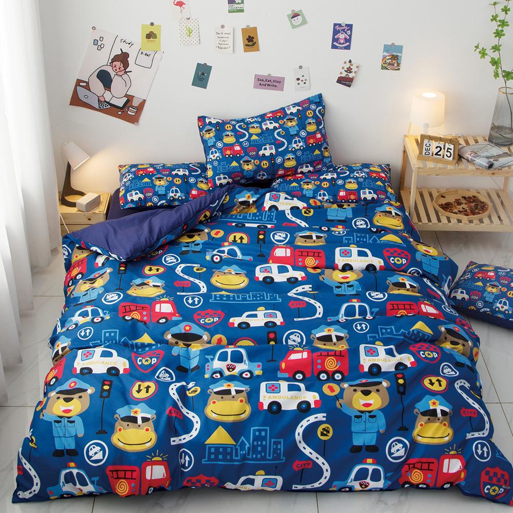 Cartoon Car bedding set Truck Excavator Duvet Cover Set Large Colorful Car Bedding for Toddlers Kids Teens King Size Quilt Cover