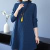 Half Turtleneck Knitted Dress for Women In Autumn and Winter Long-sleeved Mid-length Sweater Loose and Casual Pullover