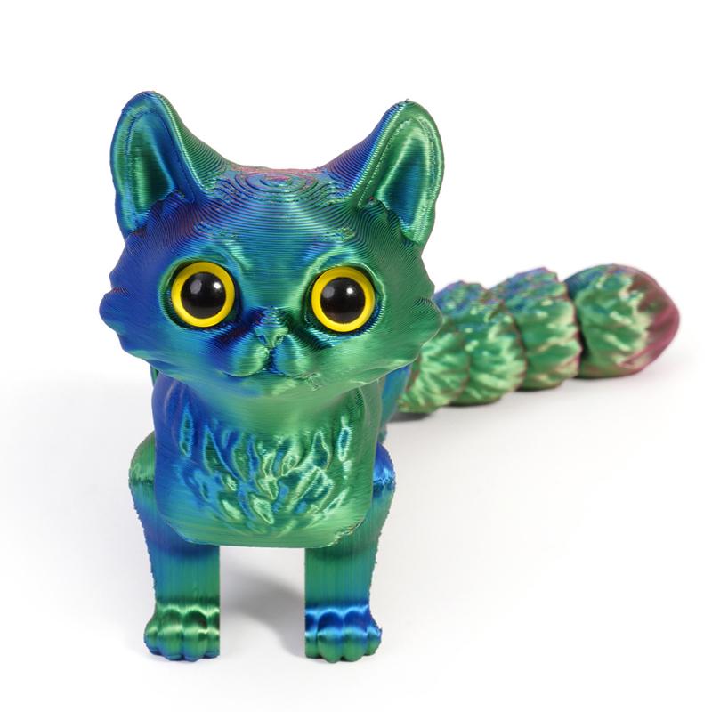 3D Printed Cute Cats Movable Joint Fidget Toys Stress Relief Decompression Desktop Ornament Kid Figure Toy for Adults Kids Gift