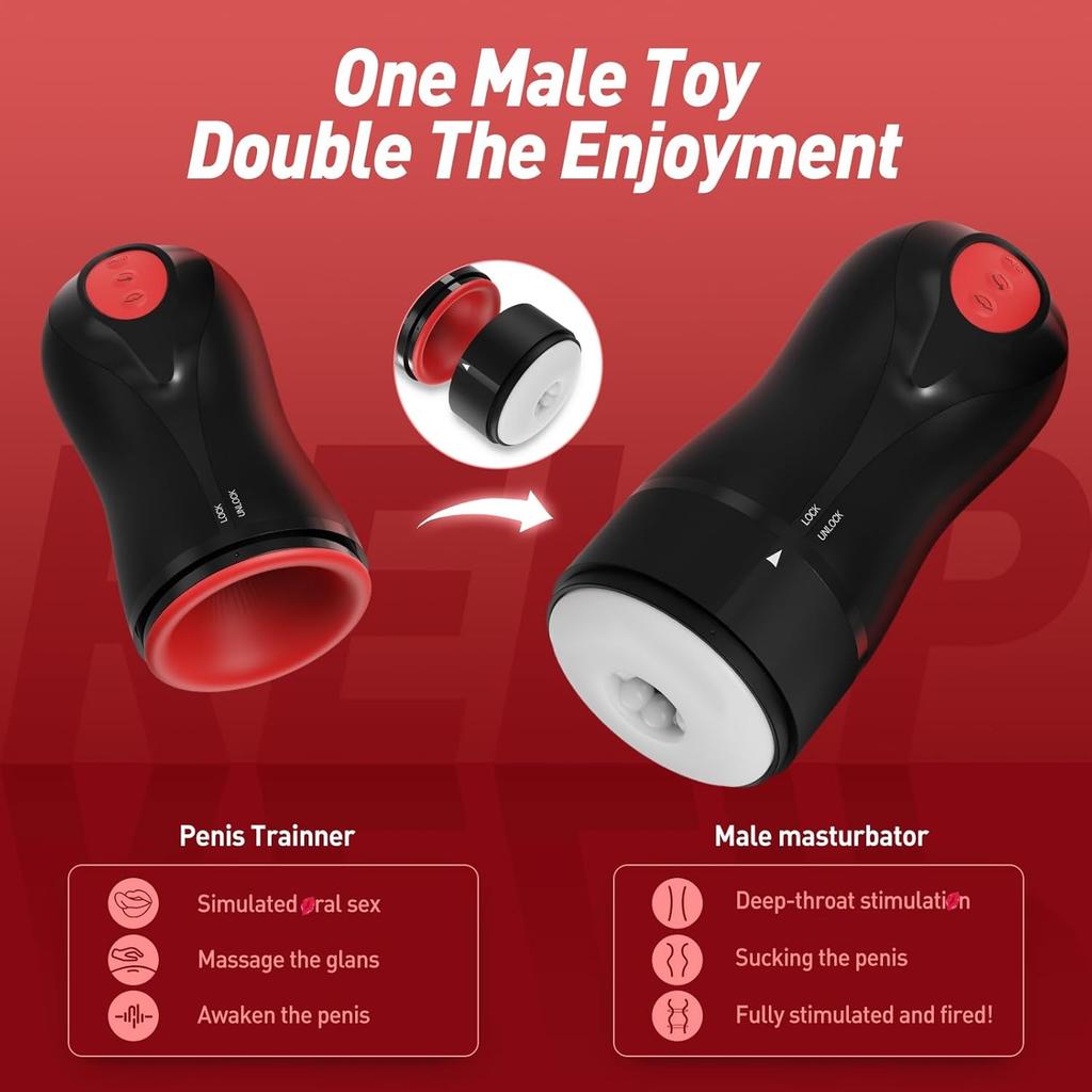 Multifunctional Male Masturbator Oral Sex Machine Awaken Penis Glans Massage Vibration Swirling Tighten Modes Orgasm Stimulator