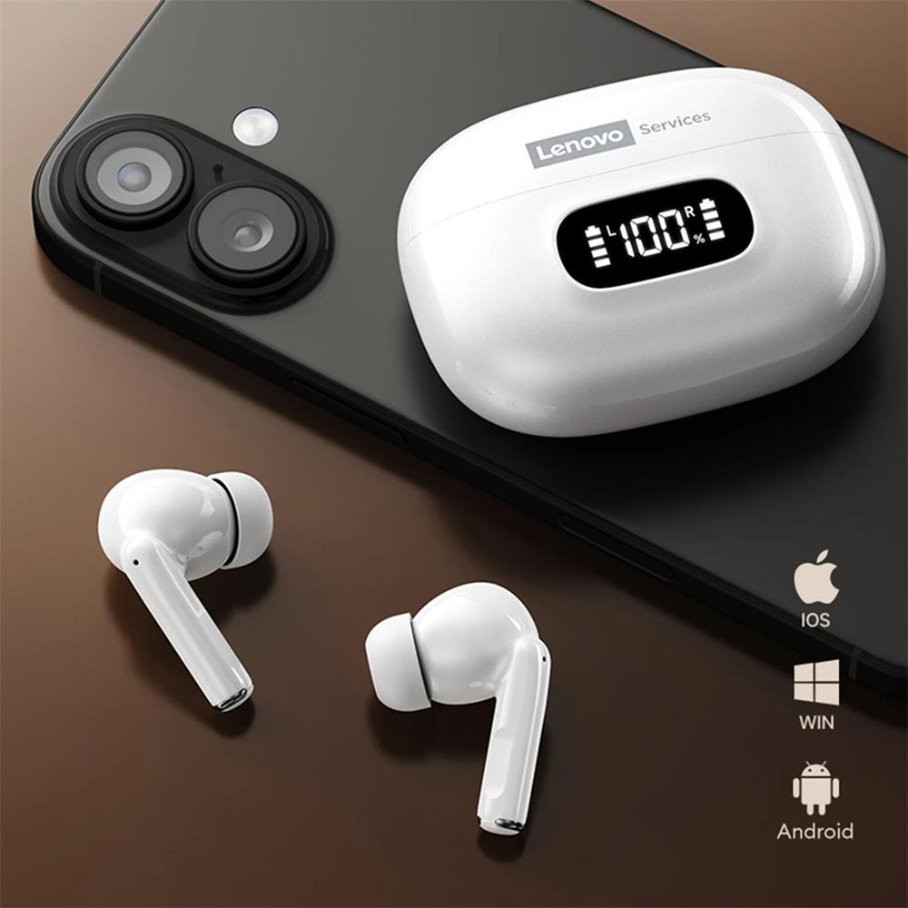 Original Lenovo LE207 TWS Wireless Bluetooth 6.0 Earphones LED Digital Display Travel Sports Headphones Low Latency HIFI Audio Comfort