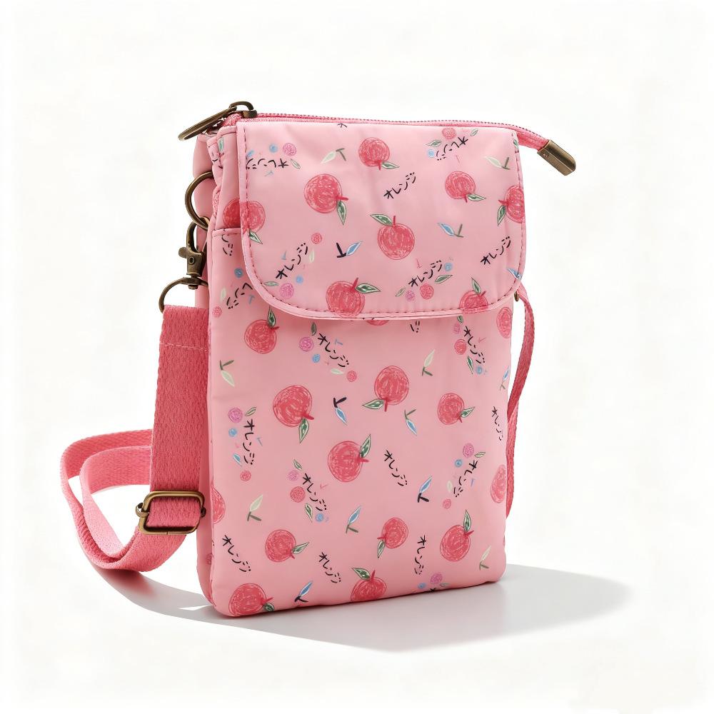 Japanese Floral Canvas Phone Crossbody Bag Women Multi Pocket Shoulder Bag Travel Passport Wallet Cell Phone Purse with Adjustable Strap