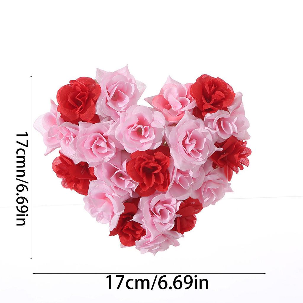 Valentine Decor Heart Wreath Red Rose Garland Wall Hanging Valentine'S Day Floating Pearls For Centerpieces Christmas