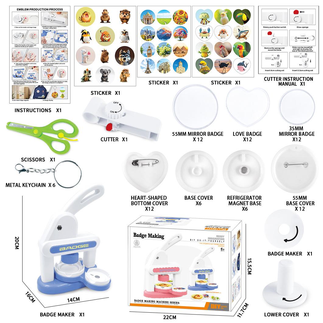 

Millet DIY Badge Making Set Millet Press Press art Badge Homemade Children s Badge Key Chain Schoolbag Pendant Handmade Gift синий