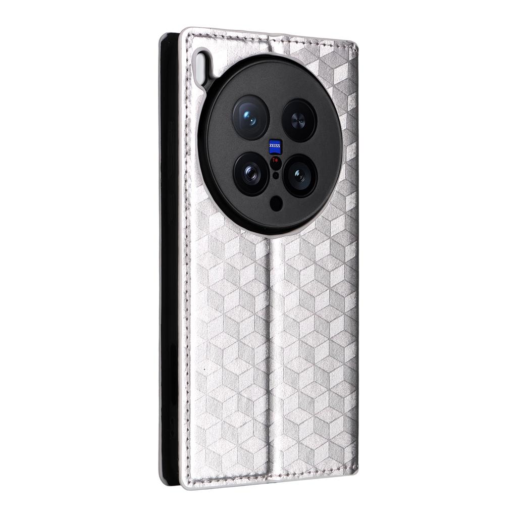For vivo X200 Ultra 5G Case Wallet Rhombus Imprinted Leather Phone Cover