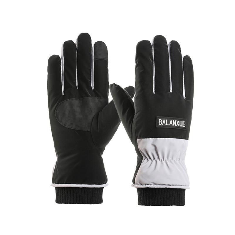 

Зимние бархатные утолщенные лыжные перчатки с сенсорным экраном, ветрозащитные и холодостойкие, для занятий спортом на открытом воздухе, нескользящие теплые перчатки женские чёрный