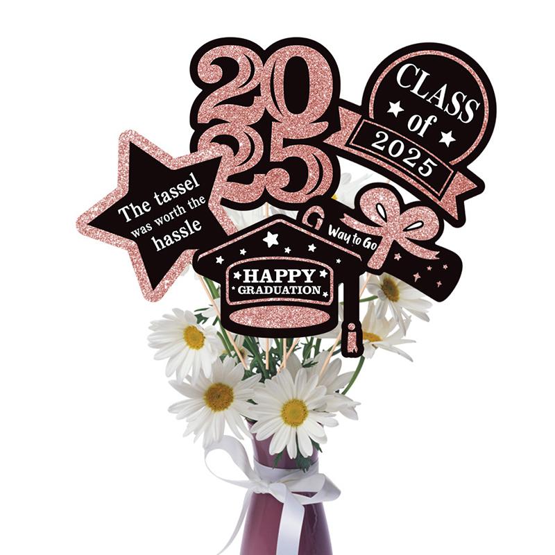 Paper Cupcake Toppers Class Of 2025 Graduation Decorations 2025 Grad Centerpiece Sticks Graduation Party Table Topper Decoration