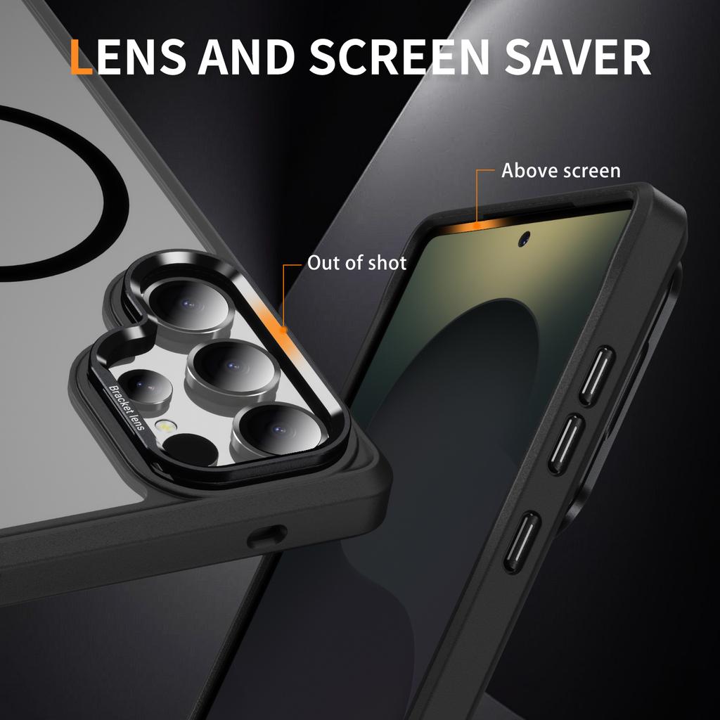 Camera Lens Kickstand Holder Shockproof Case for Samsung Galaxy S26 S24 S25 S23 Plus Ultra For Magsafe Matte Bumper Armor Cover