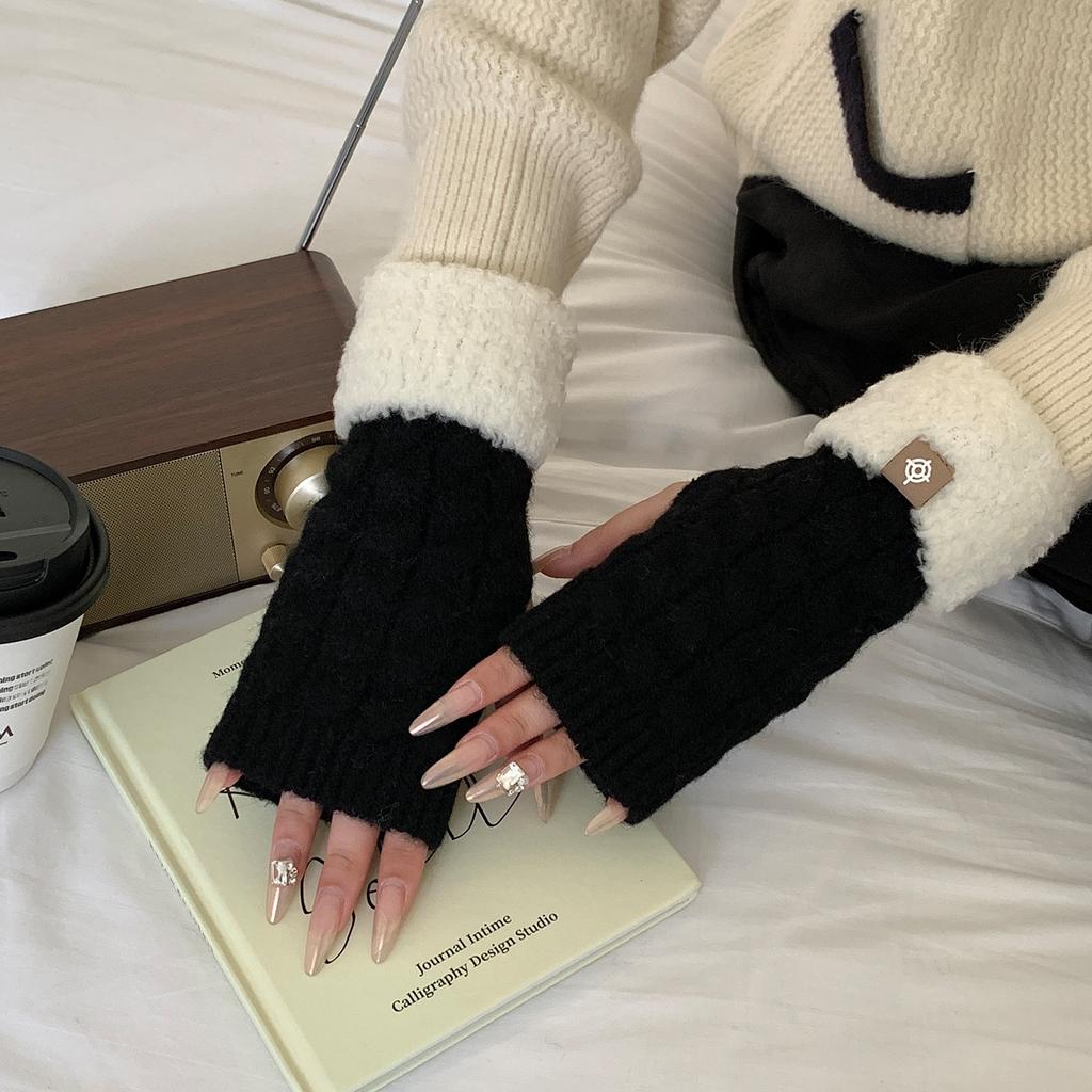 Wool Knitted Gloves Student Solid Color Autumn and Winter New Style Warm and Cold Proof Fashion