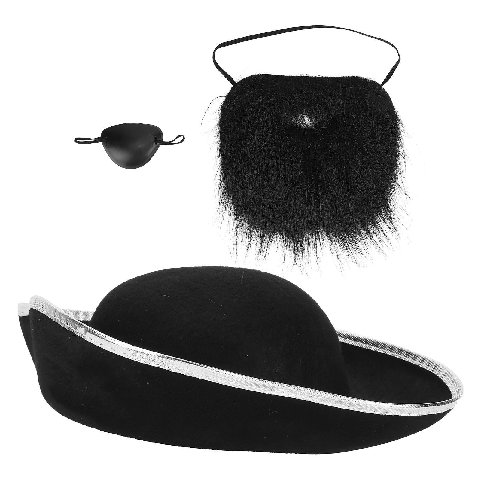 

Пиратский костюм шляпа поддельные усы повязка на глаз вечеринка пиратские аксессуары платье на Хэллоуин