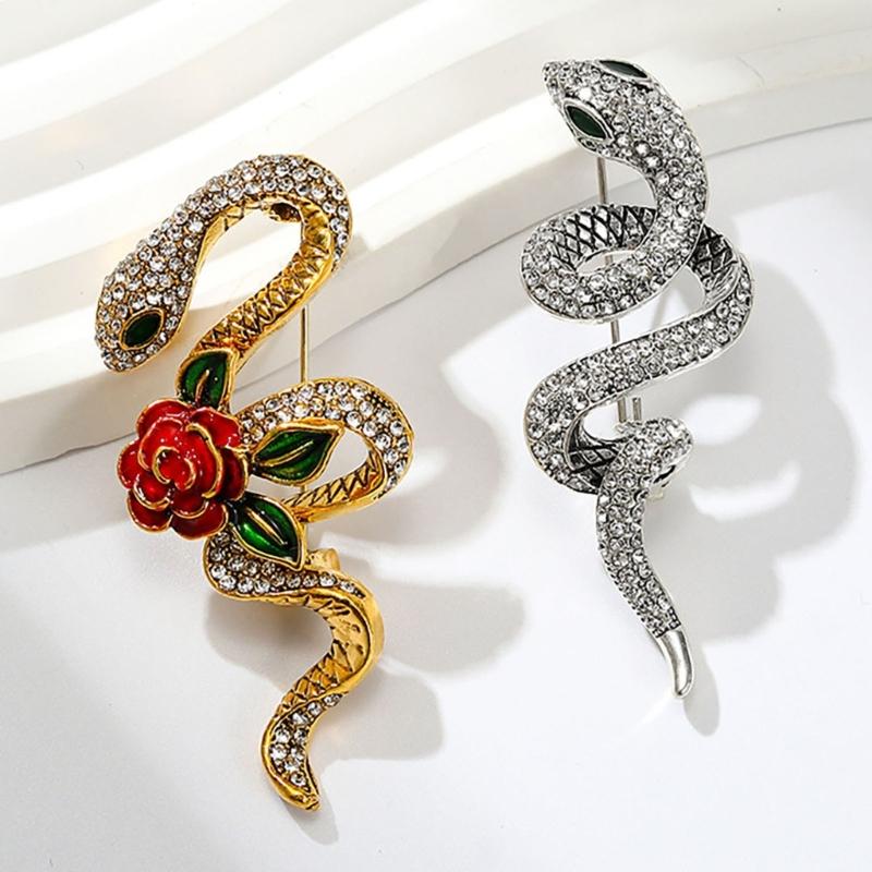 Vintage Rose Snake Brooches Artistic Snake Brooch Charm For Women And Men A Perfect Addition To Any Ensembles