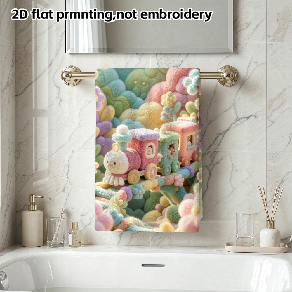 Flower Garden Little Train Bath Towel, Fluffy Absorbent Quick-Dry Towel for Shower