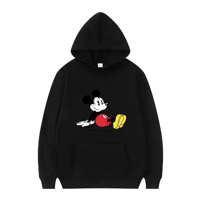 Disney Mickey Mouse Pattern Woman Fleece Sporty Loose Grey Winter Tops Clothing Pullovers Ladies Cheap Hoodies Men Sweatshirts
