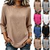 Women's Cotton Linen Three Quarter Sleeve Breathable Vacation Top