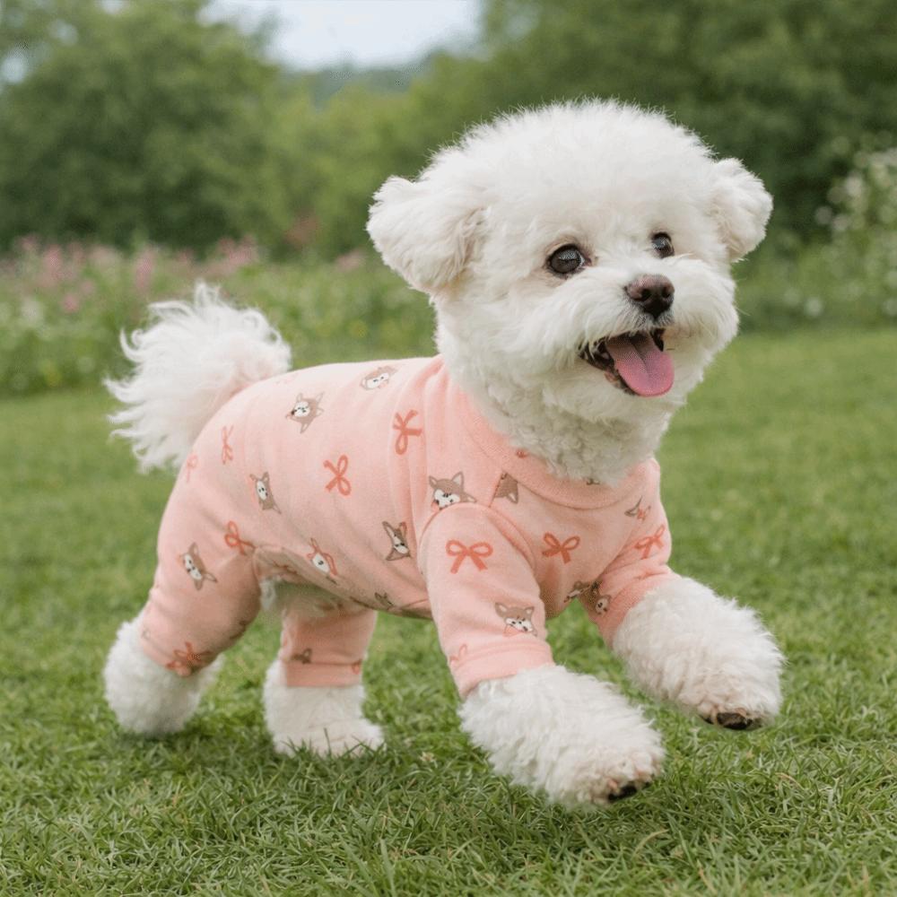 Cartoon Printed Dog Base Coat Warm Dog Jumpsuit Cute Dog Home Clothing  Casual Wear