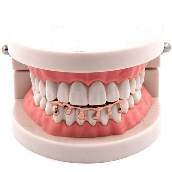 1 Set Teeth Brace Water Drop Shape Dress Up Copper Hip Hop Teeth Brace for Halloween