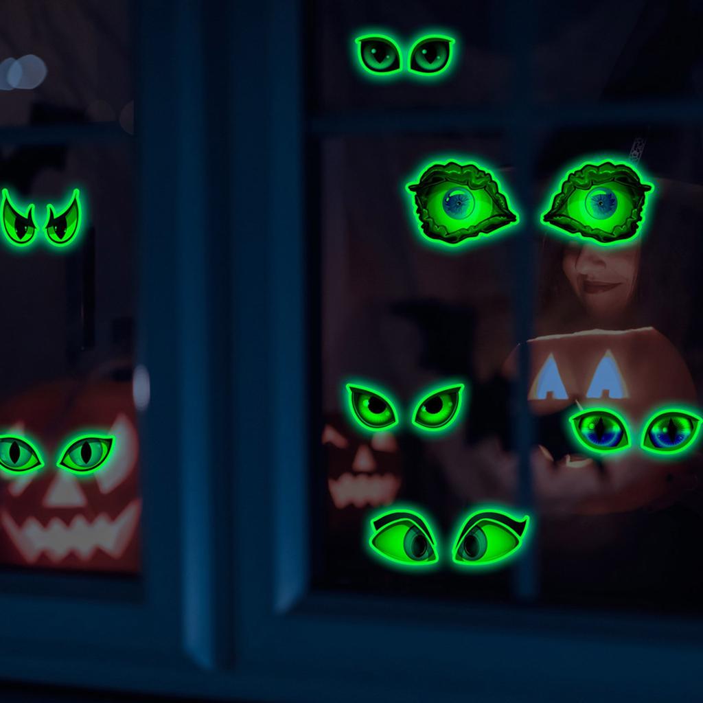 Glow In The Dark Halloween Peeking Eyes Self Adhesive Wall Stickers For Spooky Party Decorations PVC Material