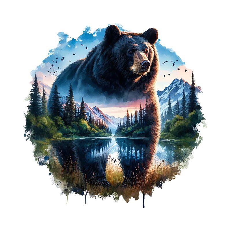 

Eye-Catching Bear and Mountain Scenery Car Sticker Waterproof Vinyl Decals Auto Body Window Bumper Decor Motorcycle Helmet Stickers SH1222 A-15cm Longest Side