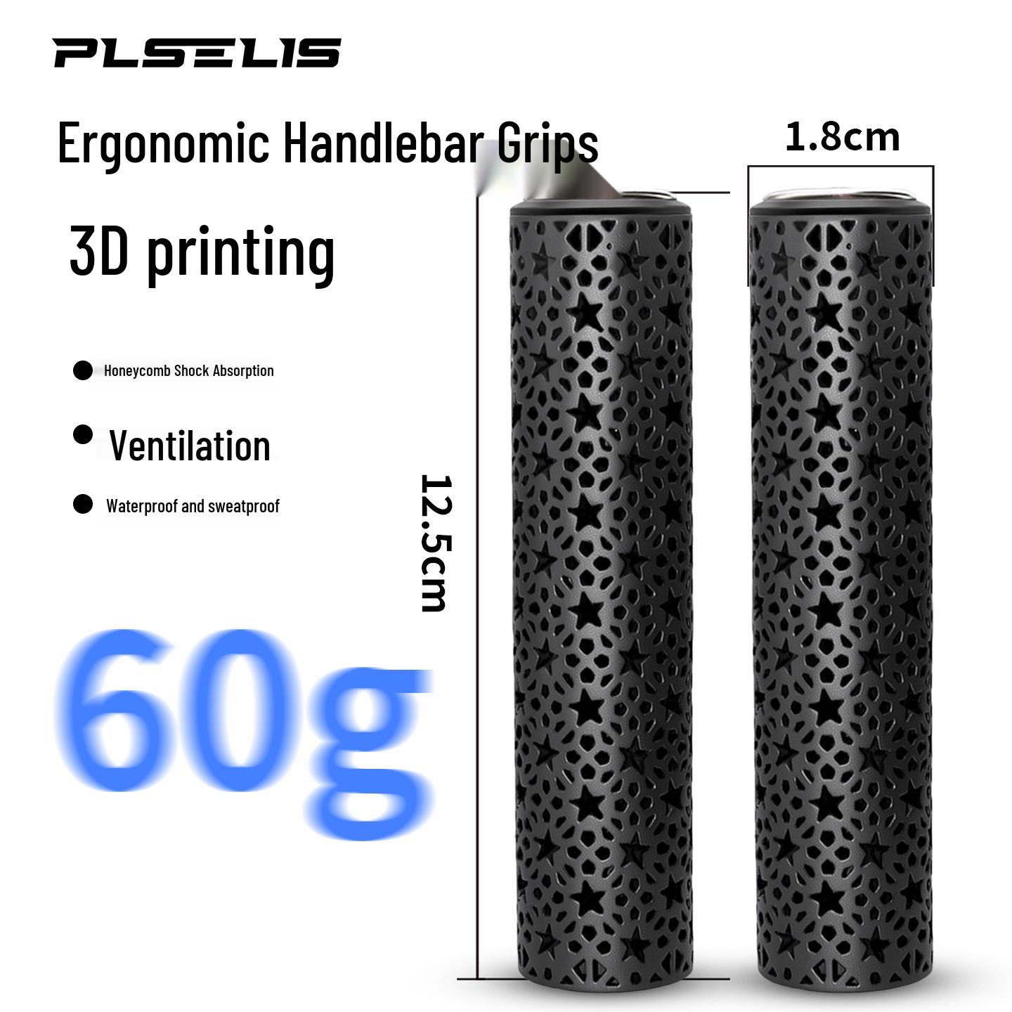 

PLSELIS 3D Printed Non-slip Honeycomb Bike Handlebar Grips - Wear-resistant, Shock-absorbing, Breathable Cycling Accessories чорний