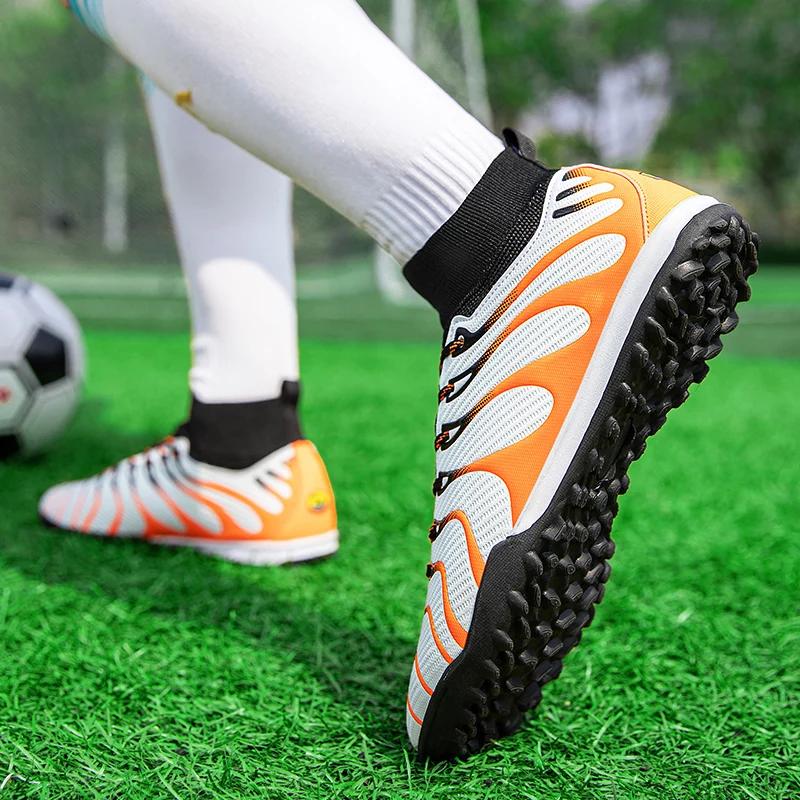 Man Soccer Shoes High Top Football Field Boots Teenager's Sports Cleats Outdoor Grass Training Boot Quality Soccer Sneakers