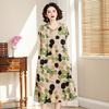 Nouvelle robe en coton et soie mode d'été pour femmes ample grande taille florale coton artificiel coton tempérament jupe moyenne et longue