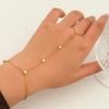 Stainless Steel 18k Gold Plated Minimalist Sparkling Zircon Hand Chains Y-Shaped Ring Bracelets for Women Tarnish Free Jewelry