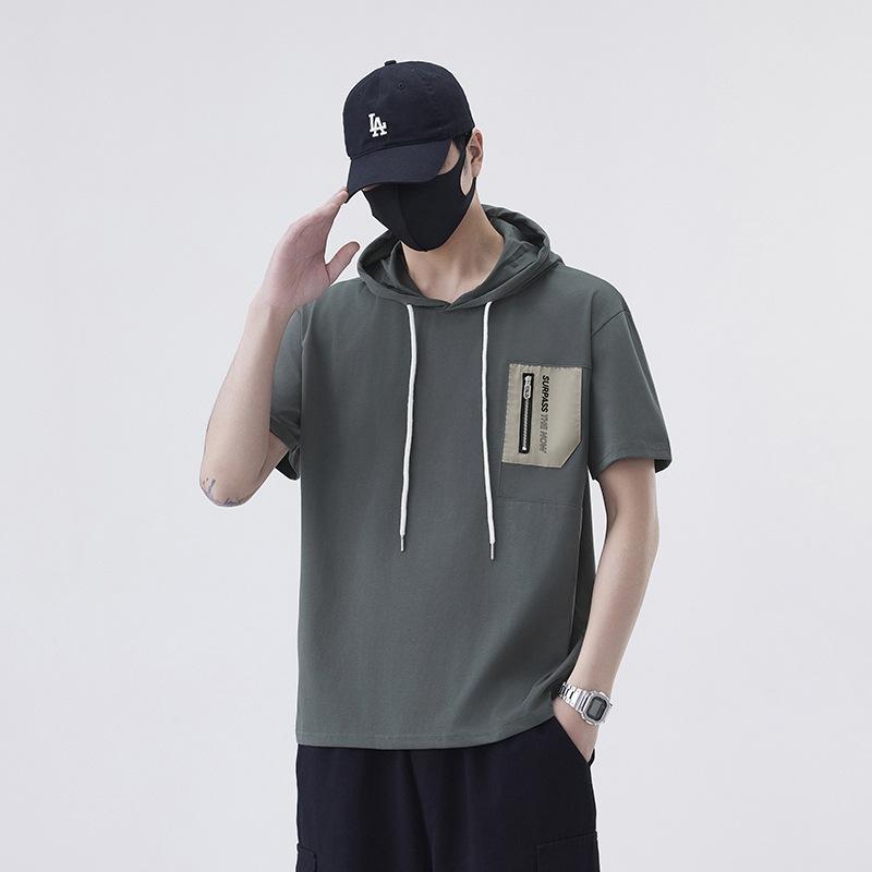 New Summer Style Boy Polo Shirt Casual Wear Short-sleeved Oversized Round Neck T-shirt Hooded Breathable Fabric Practical Daily Use