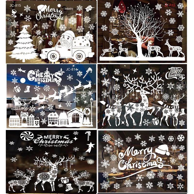 3D Snowflake Elk Sleigh Christmas Window Decal