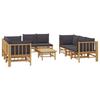 VidaXL Garden Lounge Set 9 Pcs with Dark Grey Cushions Bamboo 3155219