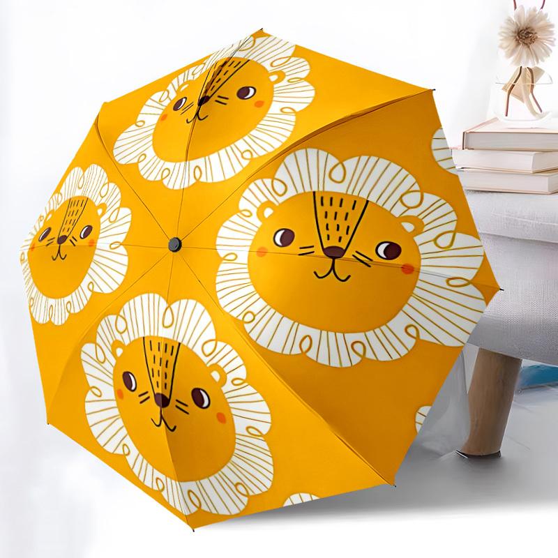1pc Lion Pattern Automatic Opening and Closing Folding Umbrella with 8 Iron Ribs - Portable, Foldable for Travel Yy251124124