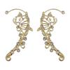 1 Pair Women Prom Ear Cuffs Non-pierced Ear Clips Butterfly Wings Rhinestone Earrings Anti-slip Lightweight Bride Earrings for Wedding