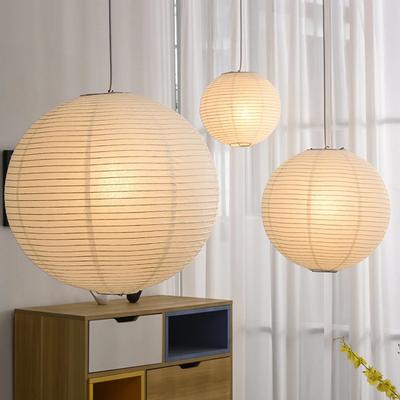 Japanese Style Wabi Sabi Pendant Lamp Study Cafe Dining Bedroom Led Hanging Light Round Rice Paper Chandelier Room Decor Fixture