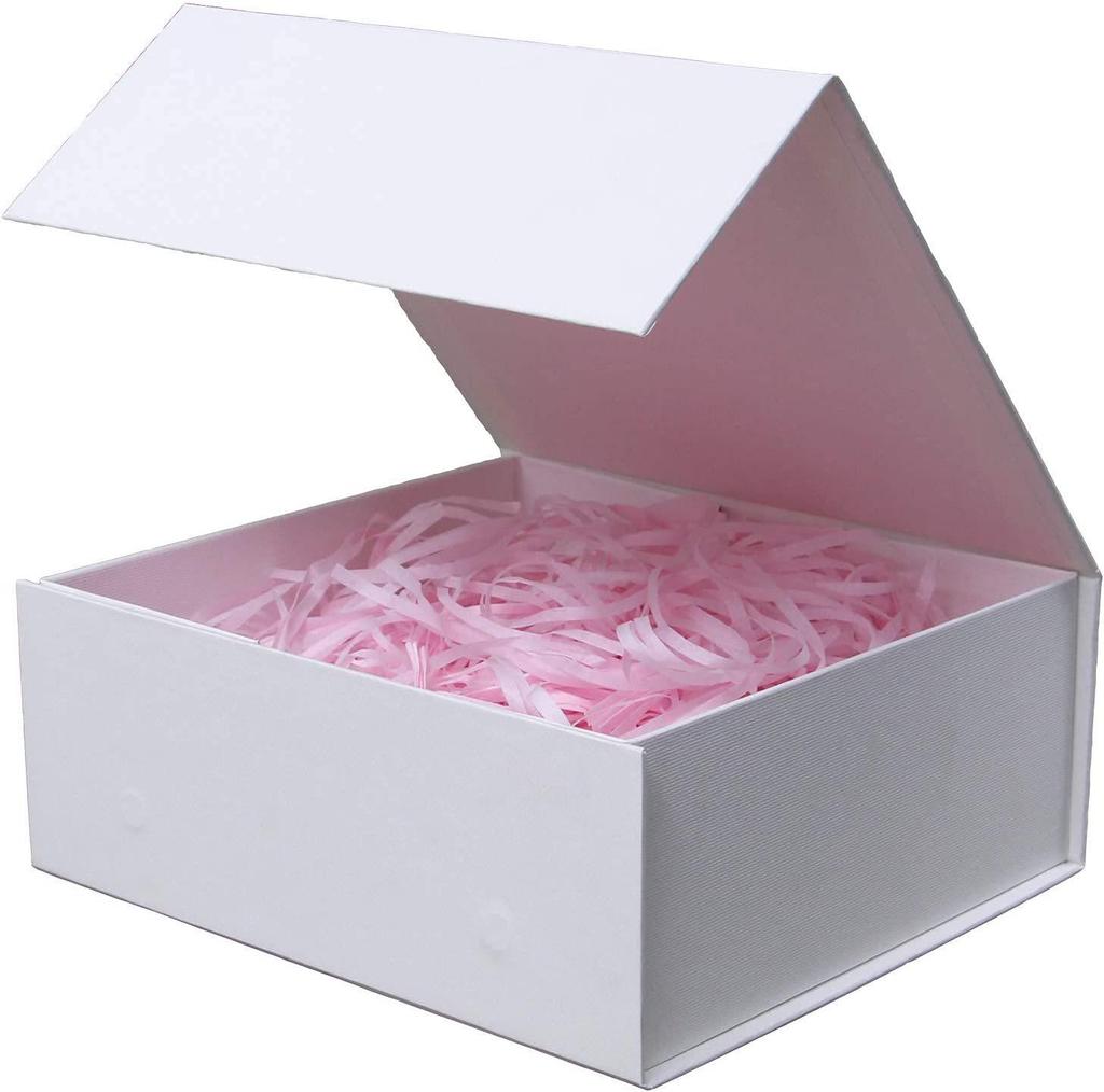 White Magnetic Closure Folding Gift Box for Weddings and Christmas, Lipstick Storage, Flip-Top Design