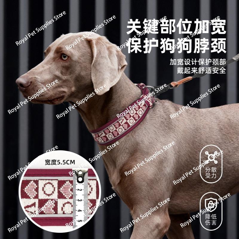 New dog collar, outdoor reflective medium and large dog collar, retro wind breathable pet pin buckle collar