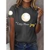 Ilstile Women's Artemis II Copy Moon Joy Print T-Shirts Summer Short Sleeve Tops Casual Round Neck T Shirt Black White Tees