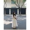 Kumikumi French style Heavy Industry Embroidery Lace-up Long sleeve dress Women Autumn New Age-Reducing Loose Slimming Long dress