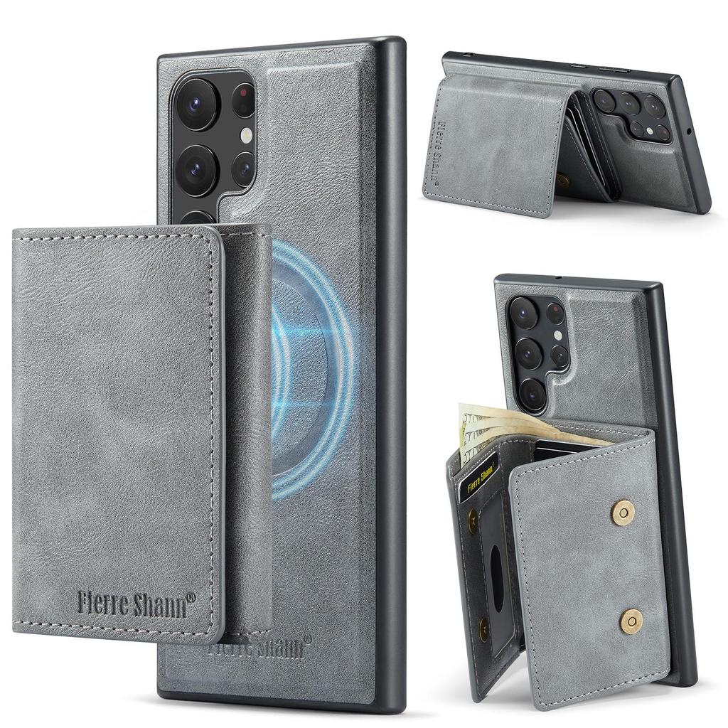 Samsung S25 Ultra Magnetic Card Holder Wallet Case - Drop-Proof with Card Slots, Also Fits S24 Plus