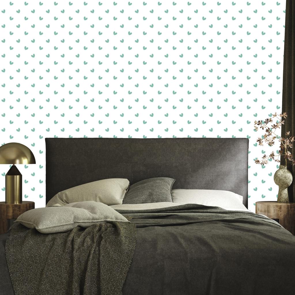 Heart Wallpaper White, Mint, Sea Blue and Light Gray 50x1000