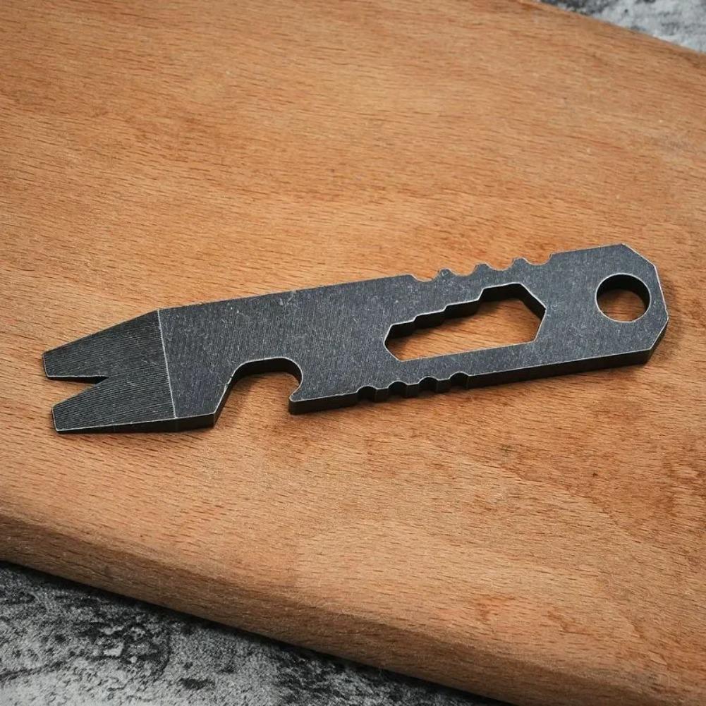 Multi-Functional Stainless Steel Mini Crowbar Keychain - Portable EDC Tool with Hex Wrench, Outdoor Survival Carry-On Tool