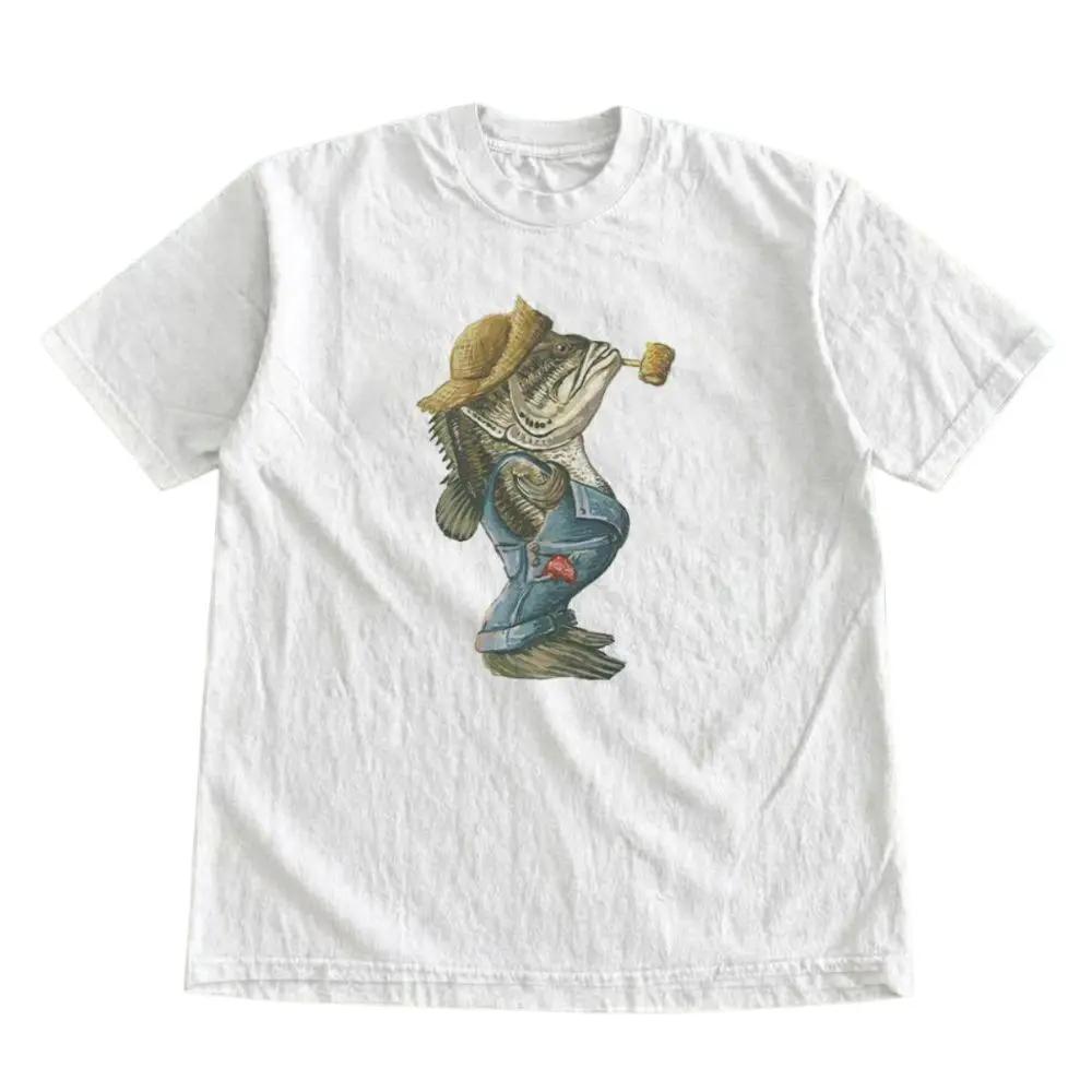 The Vintage Gentleman Bass Fish Smoking Pipe Graphic Tee, Gift For Woman, Gift For Men, Womenswear Top Underwear Streetwear, Trending Shirt