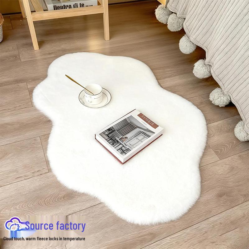 Faux Rabbit Fur Cloud Rug - Cozy Winter Floor Mat for Bedroom, Living Room, and Bay Window Areas.