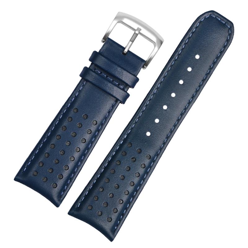 For Citizen Blue Angel 22 23mm Steel Needle Buckle Yellow Line Air Eagle At8020 Jy8078 Men's Arc Genuine Leather Watchbands
